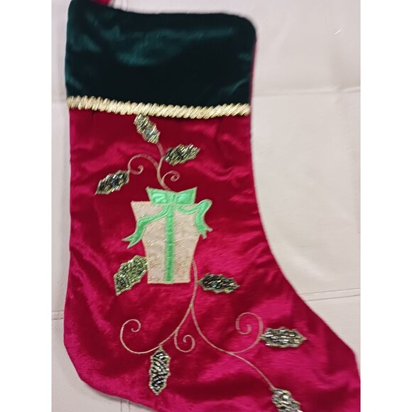 Set of 2 Red Velvet Stockings Christmas Present Christmas Tree - Picture 3 of 5